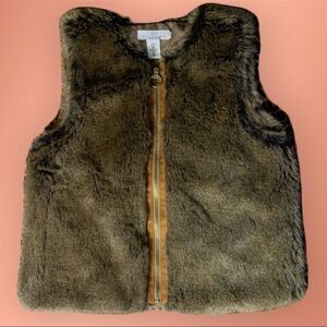 Faux Fur & Suede Zipper Vest with Satin lining